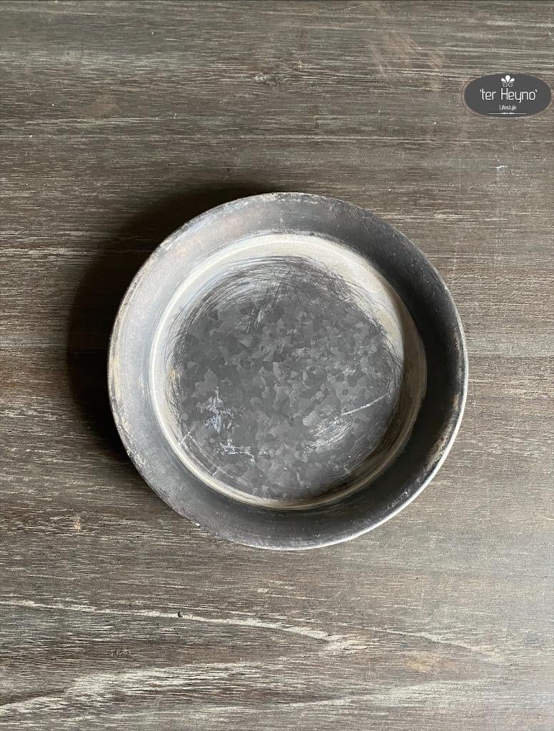 Zinken onderzetter schaaltje zink stoer sober landelijk, Verzenden, Nieuw