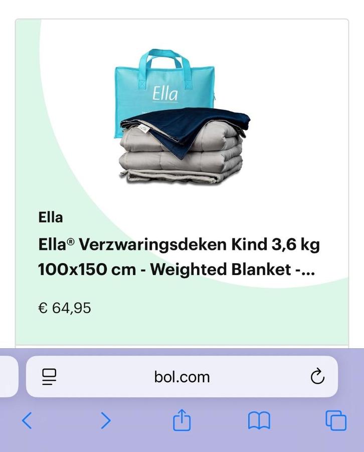 Verzwaringsdeken Ella, 3,6 kg, 100x150. Slechts 2x gebruikt, Huis en Inrichting, Slaapkamer | Beddengoed, Zo goed als nieuw, Deken of Dekbed