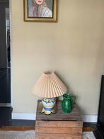Vintage keramische tafellamp geplooide stoffen kapp, Huis en Inrichting, Ophalen, Zo goed als nieuw, Minder dan 50 cm