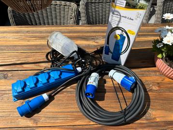  ✅ CEE 10m snoer kabel, 4-stekkerdoos en lamp, Nieuw‼️ beschikbaar voor biedingen
