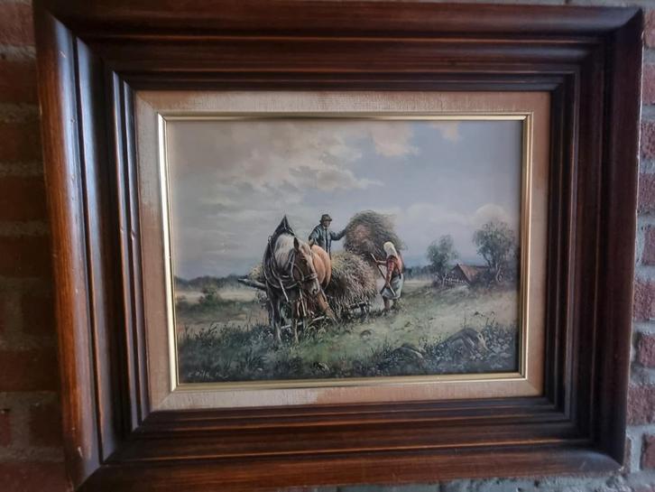 Schilderij met landelijk tafereel, Antiek en Kunst, Kunst | Schilderijen | Klassiek, Ophalen of Verzenden