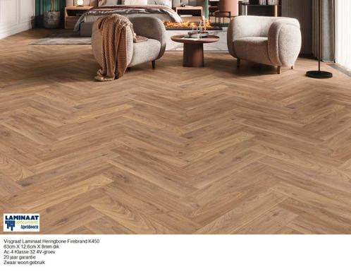 83,52m2 Visgraat Laminaat Fire Brand Oak K476 96pak = €1248, Huis en Inrichting, Stoffering | Vloerbedekking, Nieuw, Laminaat