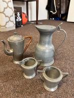Tinnen hamerslag koffieset / theeservies – vintage/antiek, Antiek en Kunst, Antiek | Tin, Ophalen of Verzenden