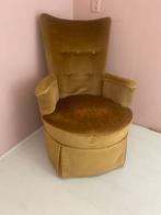 Vintage fauteuil groen goud velvet look, Antiek en Kunst, Ophalen