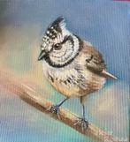 Schilderij kuifmeesje, Ophalen of Verzenden, Nieuw, Schilderij
