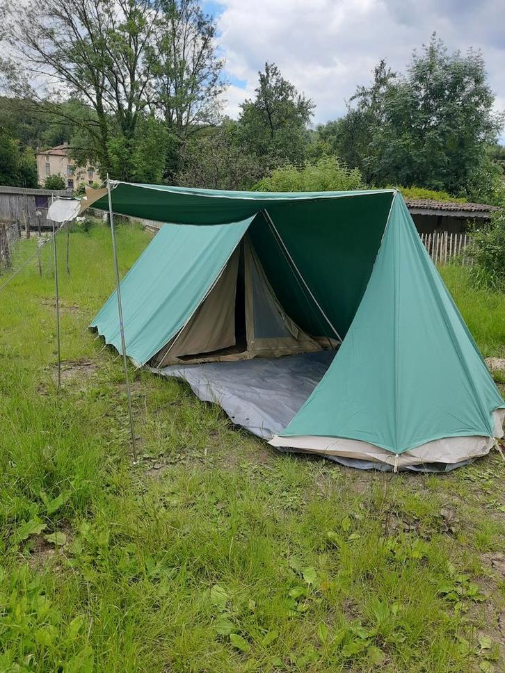 Katoenen tent Cabanon 2-4 personen, Caravans en Kamperen, Tenten, tot en met 4, Gebruikt, Ophalen of Verzenden