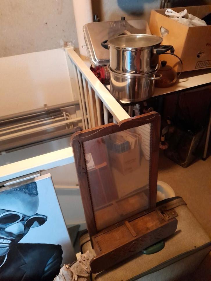 Antiek wandrek, wandkast & borstel hanger met spiegel, Huis en Inrichting, Woonaccessoires | Kapstokken, Gebruikt, Wandkapstok