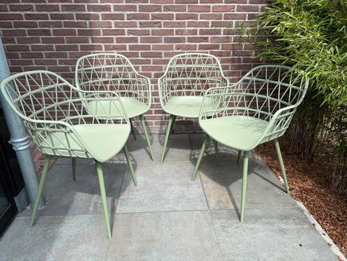 4 x groene tuin/balkon diningstoel, Tuin en Terras, Tuinstoelen, Zo goed als nieuw, Kunststof, Ophalen