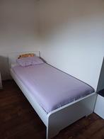 Compleet 1-persoonsbed, Huis en Inrichting, Slaapkamer | Bedden, Ophalen, 90 cm, Eenpersoons, Wit