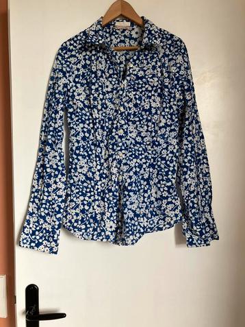 Bloesje dames blauw wit bloementjes katoen S beschikbaar voor biedingen