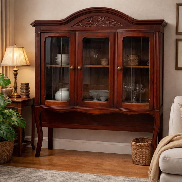 Prachtige vintage vitrinekast / wandkast met glazen deurtjes, Huis en Inrichting, Kasten | Vitrinekasten, Zo goed als nieuw, 100 tot 150 cm