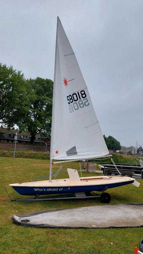 Helling trailer met zeilboot Laser, Watersport en Boten, Zeilen en Zeiltoebehoren, Gebruikt, Ophalen