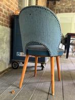 Vintage Stoel met Blauwe Bekleding, Ophalen of Verzenden