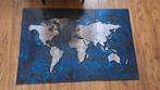 Wereldkaart Schilderij 3-delig blauw/zilver, Ophalen, Zo goed als nieuw