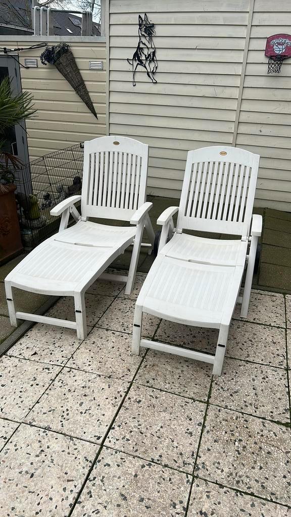 Ligbedden Hartman Prestige verstel /inklapbaar 2 stuks, Tuin en Terras, Ligbedden, Zo goed als nieuw, Kunststof, Inklapbaar, Ophalen