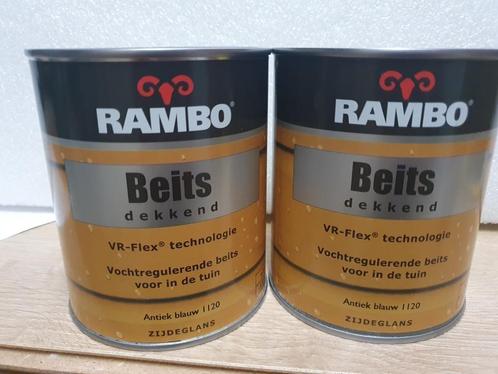 2 blikken Rambo Buitenbeits Antiek Blauw 1120., Hobby en Vrije tijd, Schilderen, Nieuw, Ophalen