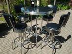 Bel Air bartafel + 4 Amerikaanse barkrukken fifties sixties, Huis en Inrichting, Barkrukken, 4 krukken, Ophalen, Zo goed als nieuw