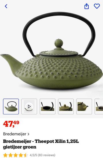 Bredemeijer gietijzeren theepot Xilin onderzetter twv 63,06 beschikbaar voor biedingen