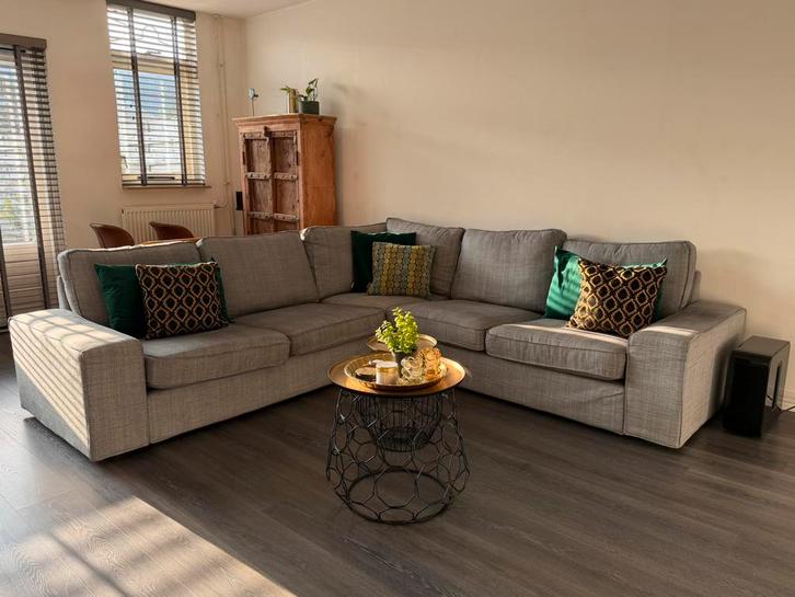 IKEA KIVIK 5-zits hoekbank – grijs, Huis en Inrichting, Banken | Complete zithoeken, Gebruikt, Stof, Ophalen of Verzenden