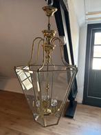 Vintage jaren 80 messing gouden hanglamp Frantzen lantaarn, Ophalen, Zo goed als nieuw, Glas