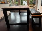 Steigerhouten Eettafel met Bankje & Industrieel Onderstel, Ophalen, 100 tot 150 cm, 50 tot 100 cm, Zo goed als nieuw