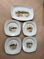 Servies: Borden en schaal met vissen, Antiek en Kunst, Antiek | Servies compleet, Ophalen of Verzenden