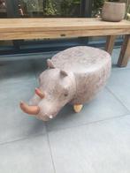 Neushoorn poef zgan, Huis en Inrichting, Ophalen, Minder dan 50 cm, Rond, Minder dan 50 cm