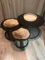 Set van 3 ronde bijzettafels, Minder dan 45 cm, Minder dan 55 cm, Metaal of Aluminium, Rond