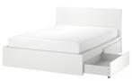 Ikea Malm bedframe + lattenbodem 160 x 200, Huis en Inrichting, Slaapkamer | Bedden, Ophalen, Eenpersoons, Wit, 140 cm