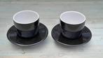2 espressokop-en schoteltjes zwart/wit Sagaform, Ophalen of Verzenden, Zo goed als nieuw, Overige stijlen, Kop(pen) en/of Schotel(s)