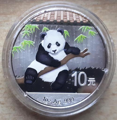 China, Panda 2014 colourized - 1 Oz. puur zilver, Postzegels en Munten, Munten | Azië, Losse munt, Oost-Azië, Zilver, Ophalen of Verzenden