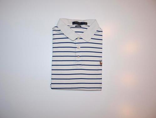 Wit gestreepte polo van Ralph Lauren, maat M, Kleding | Heren, Polo's, Gedragen, Maat 48/50 (M), Wit, Ophalen of Verzenden