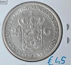 Wilhelmina 2,5 gulden Nederland 1943 D, Verzenden, Zilver, Koningin Wilhelmina, Losse munt