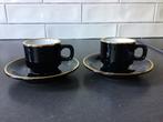 Delaunay Drome France espressokopjes zwart met gouden biesje, Huis en Inrichting, Keuken | Servies, Ophalen of Verzenden, Zo goed als nieuw