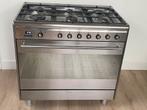 Smeg fornuis 6 pits wok heteluchtoven 90 cm rvs 4 jaar oud, Ophalen, 60 cm of meer, Grill, Zo goed als nieuw