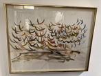 Witz aquarel vogels in gouden lijst, Antiek en Kunst, Ophalen of Verzenden