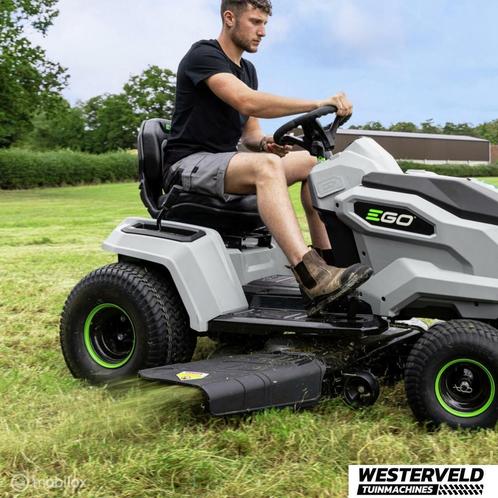EGO accu zitmaaier zij uitworp TR4201E 4x 10AH accu GRATIS, Tuin en Terras, Zitmaaiers, Nieuw