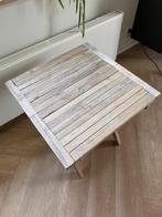 Teak houten bijzettafel - inklapbaar, Huis en Inrichting, Tafels | Bijzettafels, Minder dan 55 cm, Vierkant, Zo goed als nieuw