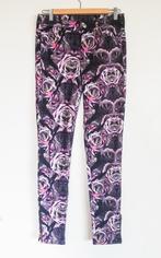 H&M broek zwart roze bloemen rits skinny maat M 38 nieuw, H&M, Overige kleuren, Nieuw, Ophalen of Verzenden