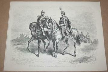 Antieke gravure - Otto von Bismarck te paard - Ca 1875!!