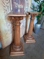 Antieke houten zuil, pilaar, piedestal plantentafel, Ophalen of Verzenden, Zo goed als nieuw