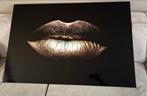 Glasschilderij Lippen Goud 120x80 cm (kunst), Nieuw, Ophalen of Verzenden, Schilderij, 100 tot 125 cm