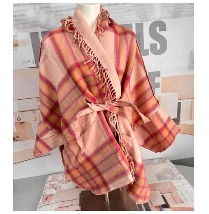 Twinset Milano - Wool poncho franjes wol wollen stof jas, Kleding | Dames, Jasjes, Kostuums en Pakken, Zo goed als nieuw, Jasje