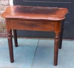 Oud houten tafeltje met la, Gebruikt, 55 tot 75 cm, Rechthoekig, Hout