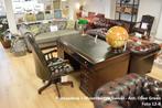 Chesterfiels bureau mahoniehout, laden en kast, leren inleg., Huis en Inrichting, Ophalen, Zo goed als nieuw, Bureau