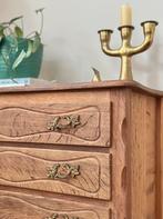 Vintage ladekast Deens eiken hout messing jaren 50/60/70, Huis en Inrichting, Kasten | Ladekasten, Ophalen, Gebruikt, 50 tot 100 cm