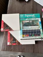 Aquarel set + 2 canvas doeken, Hobby en Vrije tijd, Schilderen, Ophalen of Verzenden, Nieuw, Acrylverf