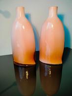 2 X Murano Vazen Glas Zalmkleur Honing Amber kleur 1980, Antiek en Kunst, Antiek | Glas en Kristal, Ophalen of Verzenden