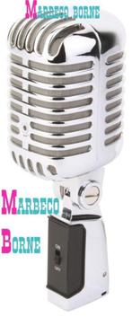 Microfoon Retro Style Chroom, zangmicrofoon Marbeco Aktie, Nieuw, Ophalen of Verzenden, Zangmicrofoon