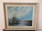Duinen zee meeuwen blauwe lucht wolken strand Zeeland kust, Ophalen of Verzenden, Zo goed als nieuw, Schilderij, 75 tot 100 cm